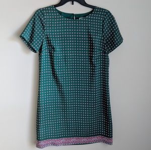 J. Crew | Green printed shift dress size 2